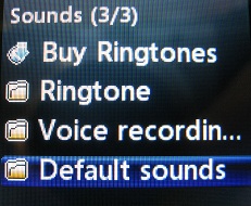 LG 420g Default Sounds menu option