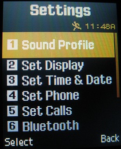 T301g settings sound profile menu option