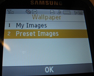 Samsung R355C Wallpaper menu