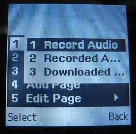 Record audio menu