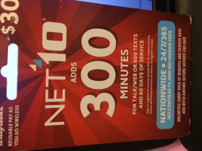 300 minute Net10 card front