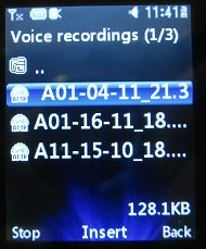 Insert LG 420g voice recording as ringtone