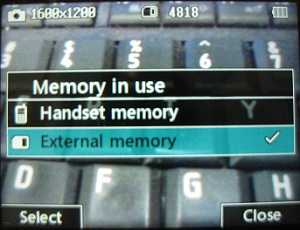LG 900g External memory selection