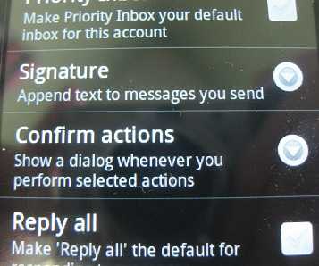 samsung galaxy precedent gmail signature option