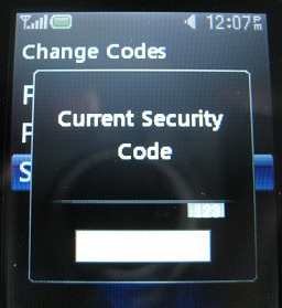 LG 500g enter current security code
