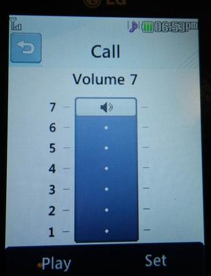 LG 840g call volume setting