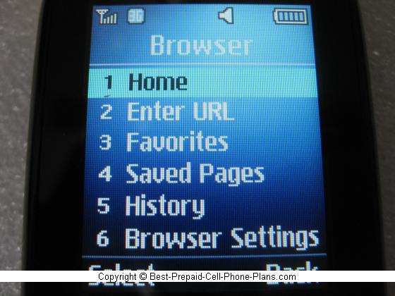S150g web browser menu