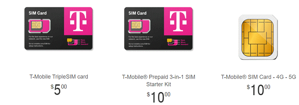 T-mobile prepaid sim card options