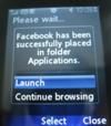launch facebook app in LG 420g