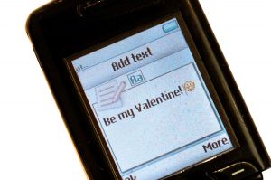 Valentine text on old flip phone