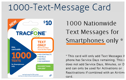 tracfone text message card